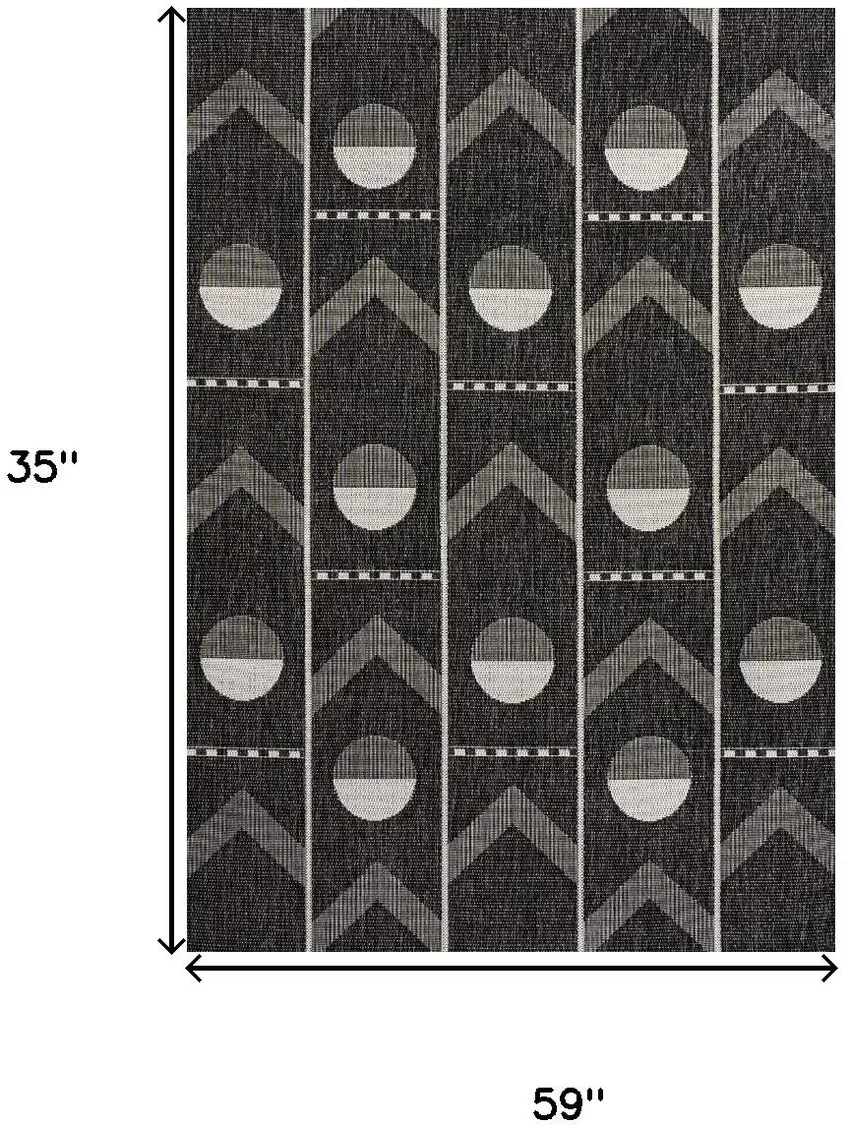 Black And Cream Geometric Indoor Outdoor Area Rug Photo 9