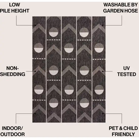 Black And Cream Geometric Indoor Outdoor Area Rug Photo 8