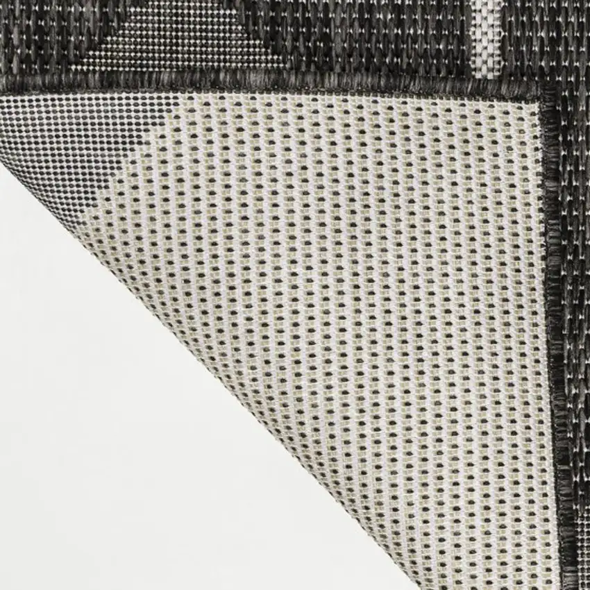 Black And Cream Geometric Indoor Outdoor Area Rug Photo 2