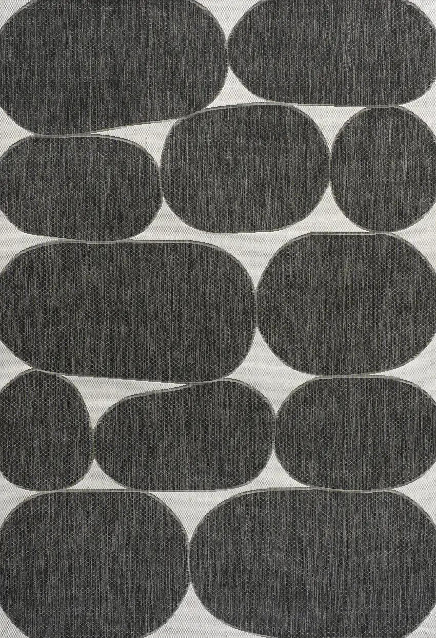 Black And Cream Geometric Indoor Outdoor Area Rug Photo 1
