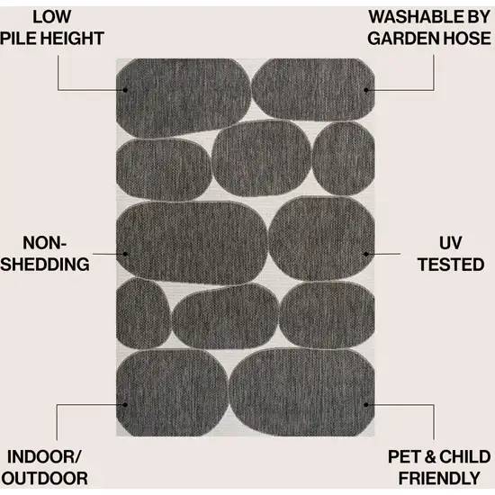 Black And Cream Geometric Indoor Outdoor Area Rug Photo 9