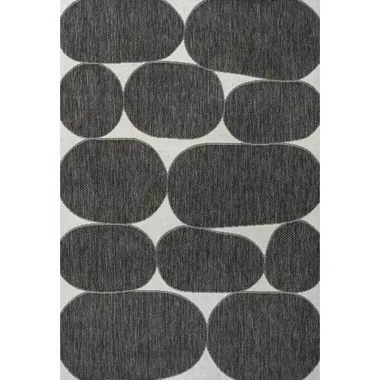 Black And Cream Geometric Indoor Outdoor Area Rug Photo 3