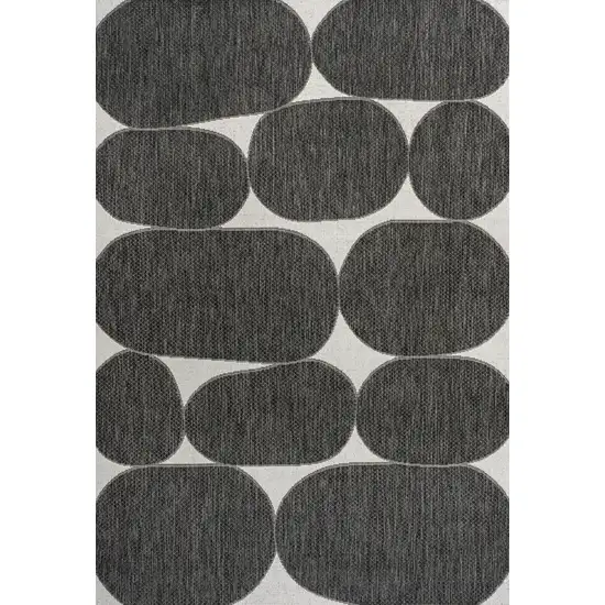 Black And Cream Geometric Indoor Outdoor Area Rug Photo 1