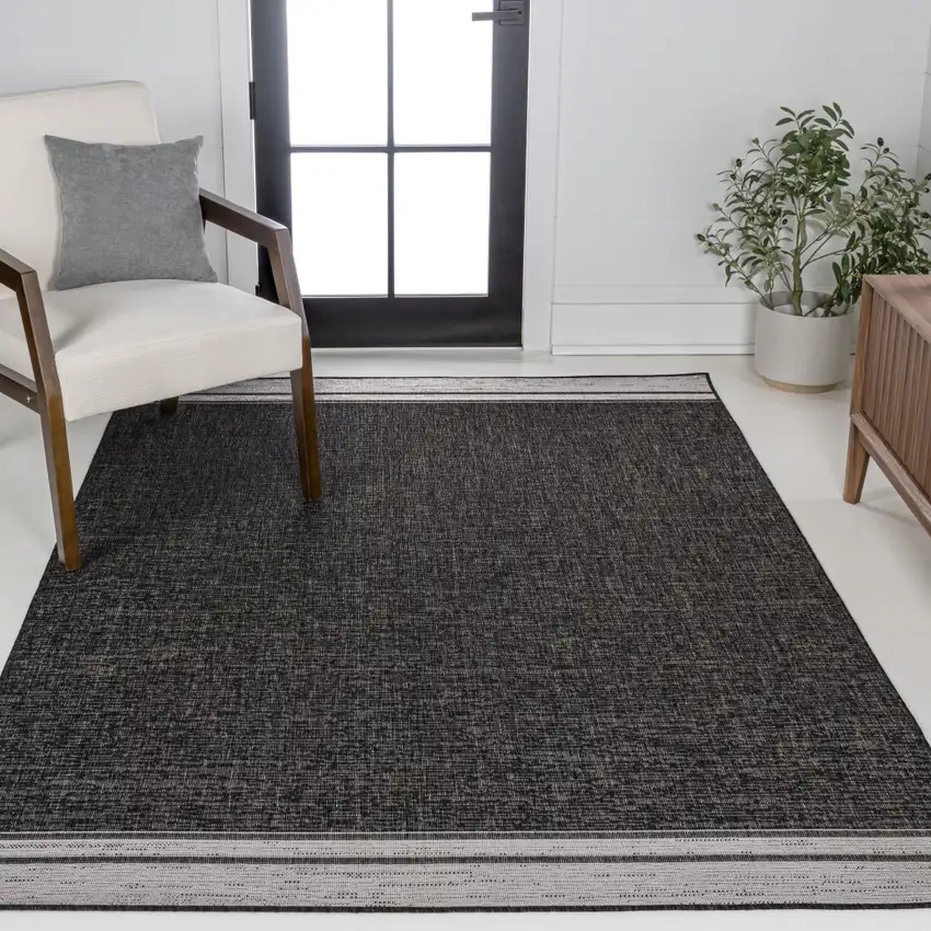 Black And Cream Indoor Outdoor Area Rug Photo 4