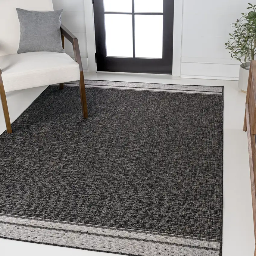 Black And Cream Indoor Outdoor Area Rug Photo 2