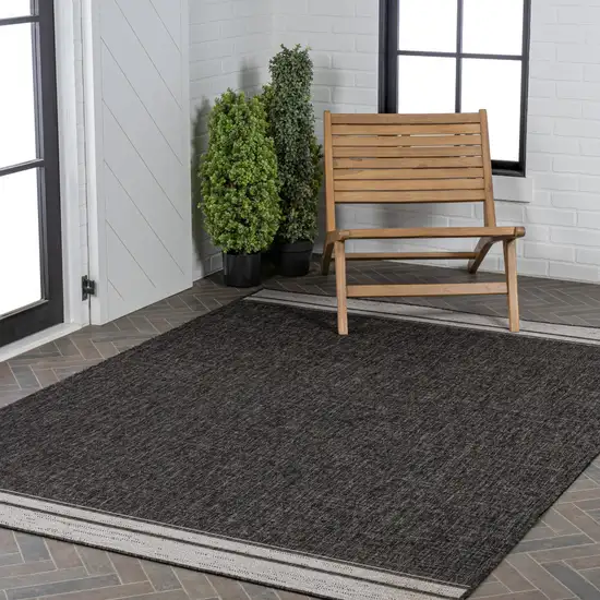 Black And Cream Indoor Outdoor Area Rug Photo 8