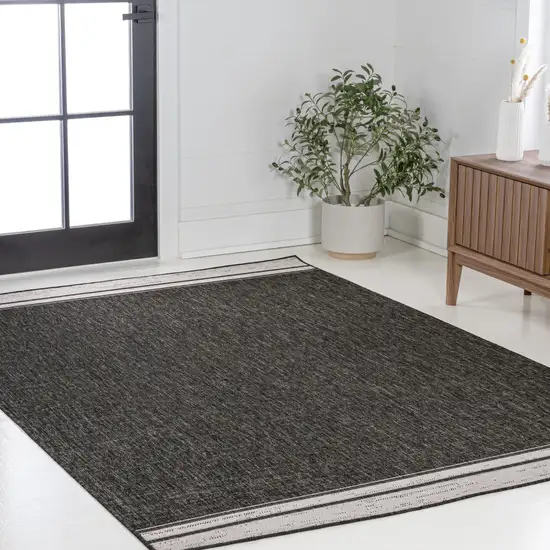 Black And Cream Indoor Outdoor Area Rug Photo 5