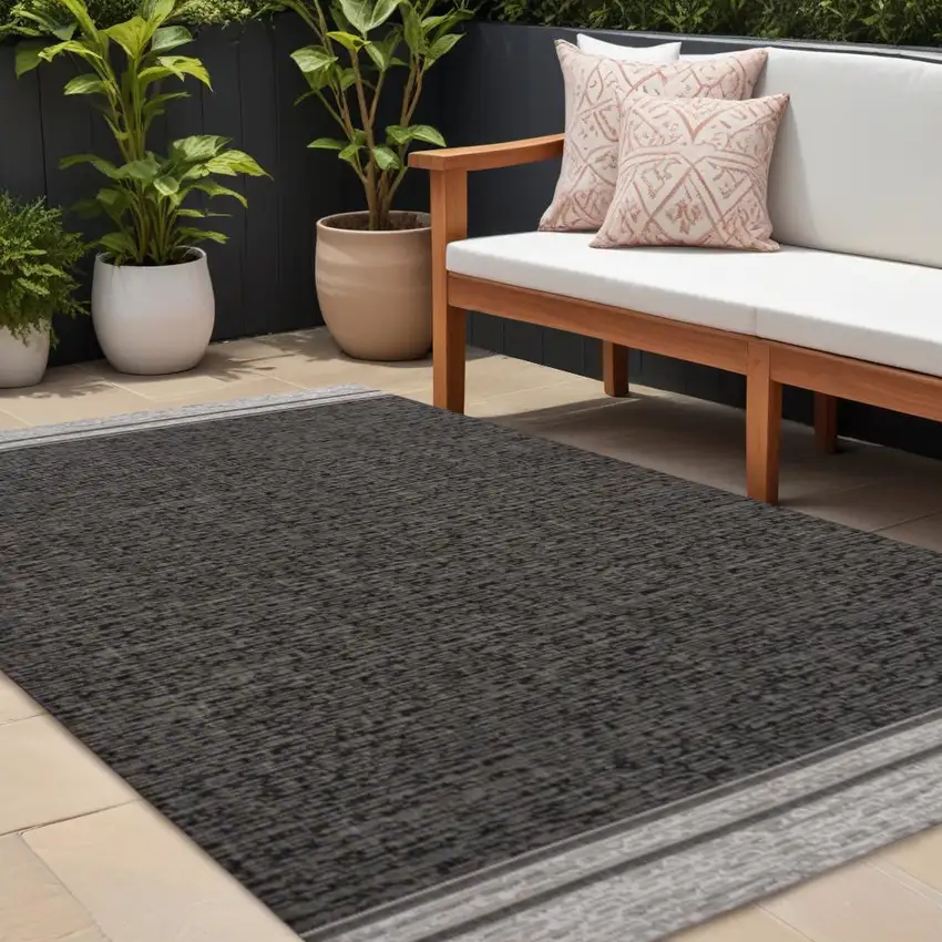 Black And Cream Indoor Outdoor Area Rug Photo 1