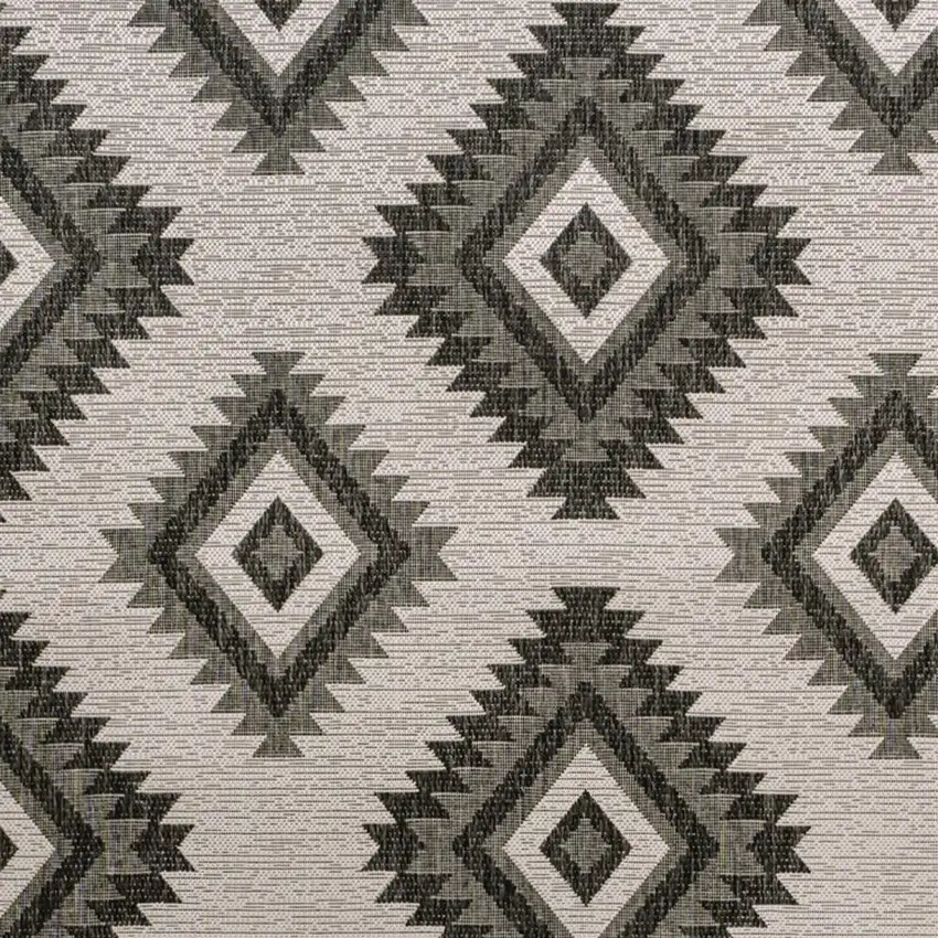 Black And Cream Moroccan Indoor Outdoor Area Rug Photo 2