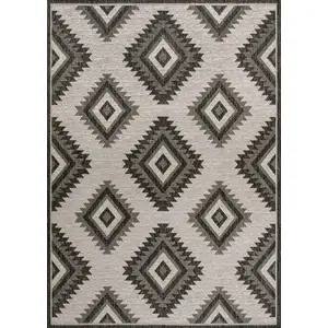 Photo of Black And Cream Moroccan Indoor Outdoor Area Rug