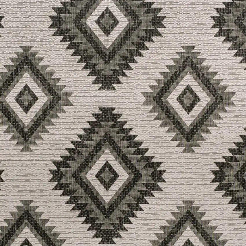 Black And Cream Moroccan Indoor Outdoor Area Rug Photo 2