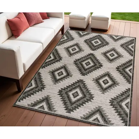 Black And Cream Moroccan Indoor Outdoor Area Rug Photo 1