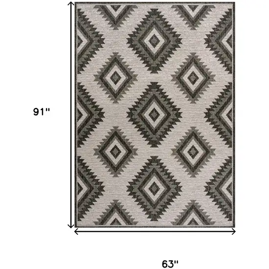 Black And Cream Moroccan Indoor Outdoor Area Rug Photo 3