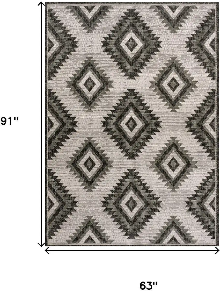 Black And Cream Moroccan Indoor Outdoor Area Rug Photo 3