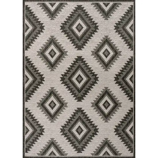 Black And Cream Moroccan Indoor Outdoor Area Rug Photo 2