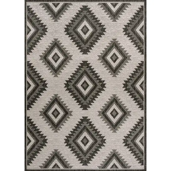 Black And Cream Moroccan Indoor Outdoor Area Rug Photo 1