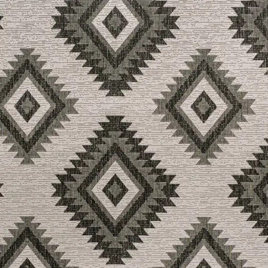 Black And Cream Moroccan Indoor Outdoor Area Rug Photo 2