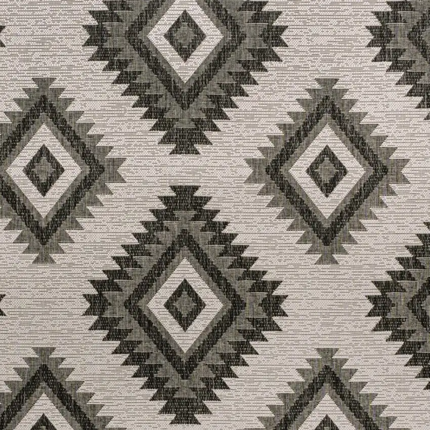Black And Cream Moroccan Indoor Outdoor Area Rug Photo 2