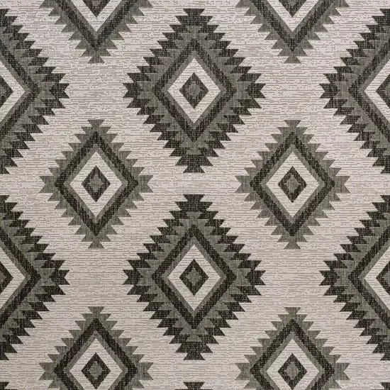 Black And Cream Moroccan Indoor Outdoor Area Rug Photo 3