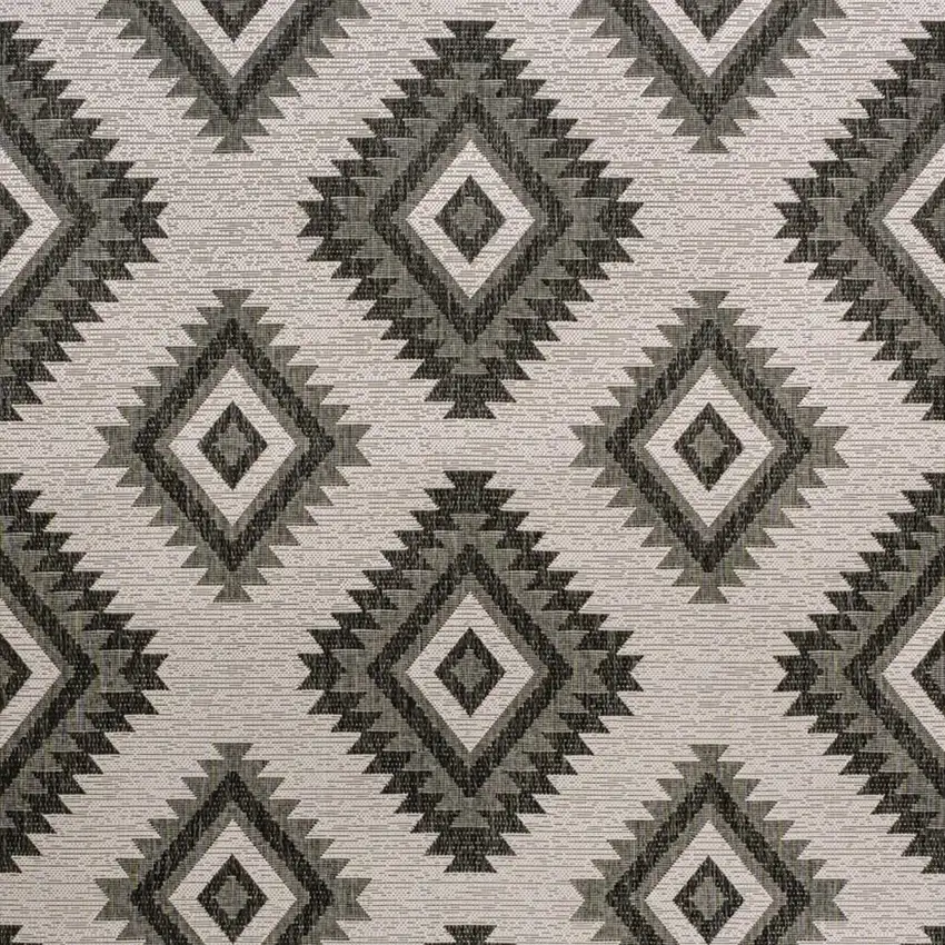 Black And Cream Moroccan Indoor Outdoor Area Rug Photo 3