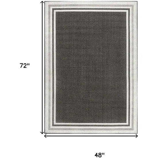 Black And Cream Striped Indoor Outdoor Area Rug Photo 3