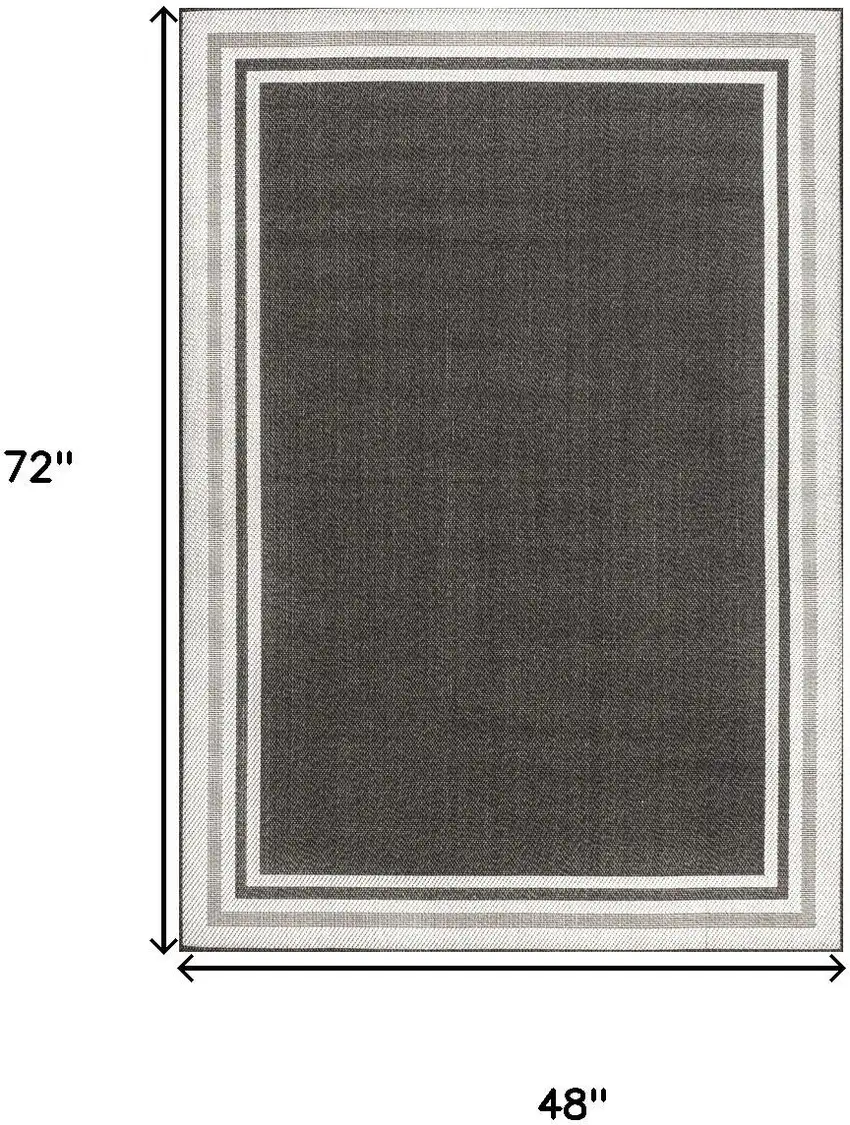 Black And Cream Striped Indoor Outdoor Area Rug Photo 3