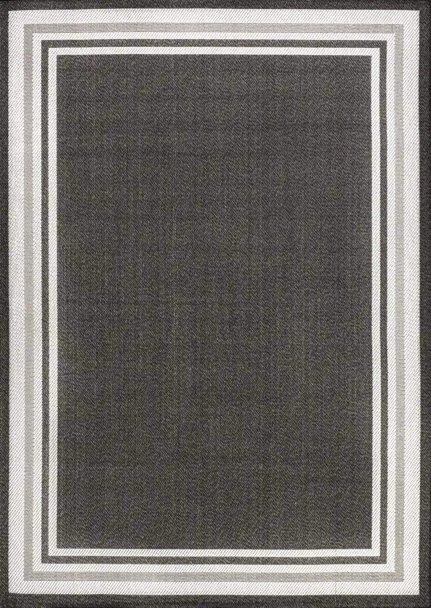 Black And Cream Striped Indoor Outdoor Area Rug Photo 2