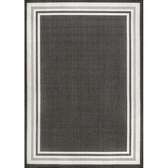 Black And Cream Striped Indoor Outdoor Area Rug Photo 2