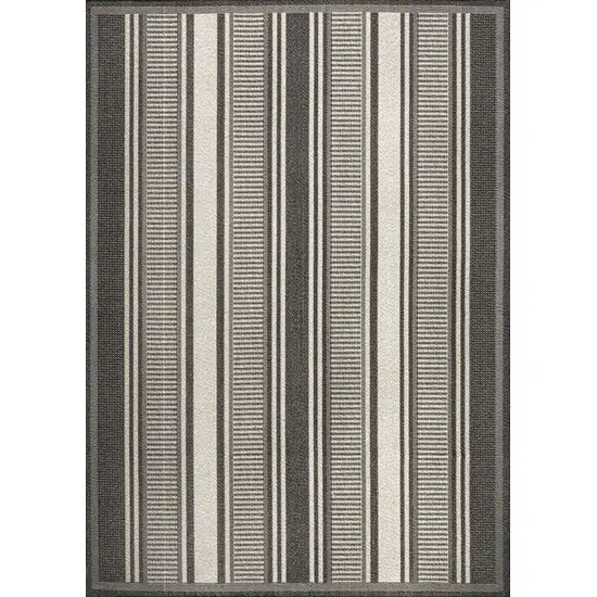 Black And Cream Striped Indoor Outdoor Area Rug Photo 2