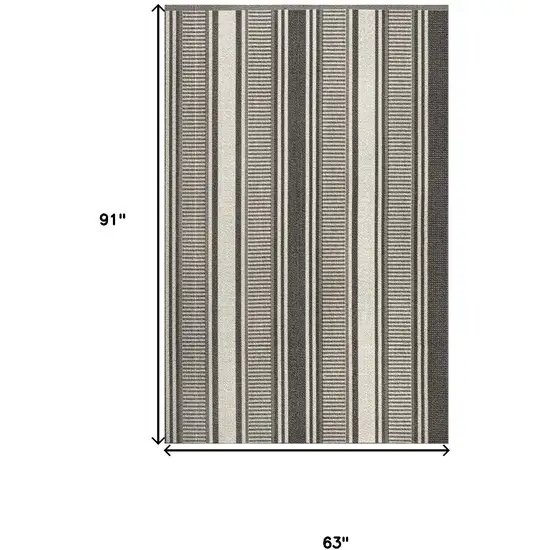 Black And Cream Striped Indoor Outdoor Area Rug Photo 3