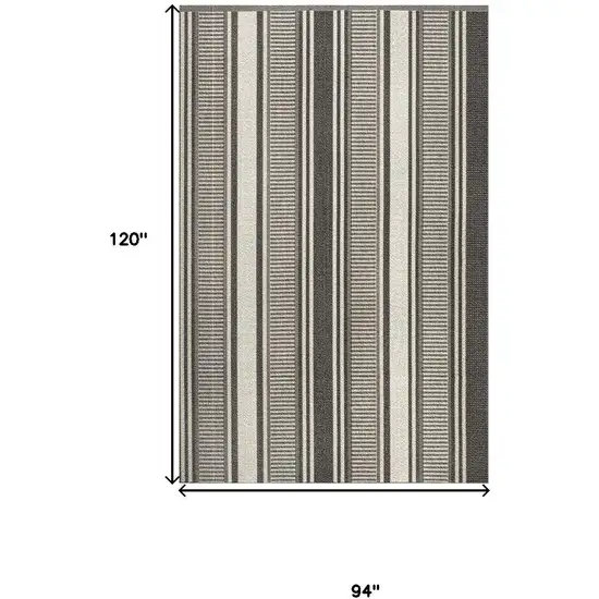 Black And Cream Striped Indoor Outdoor Area Rug Photo 3