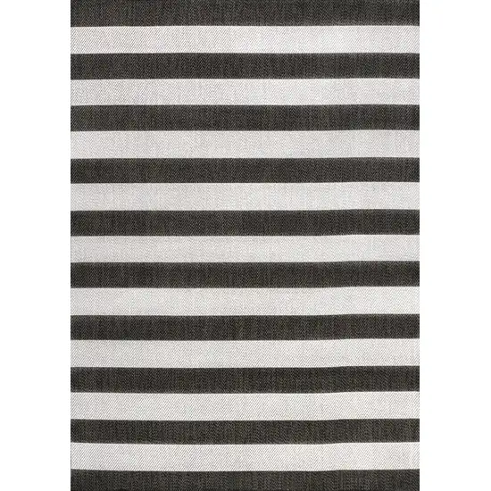 Black And Cream Striped Indoor Outdoor Area Rug Photo 1
