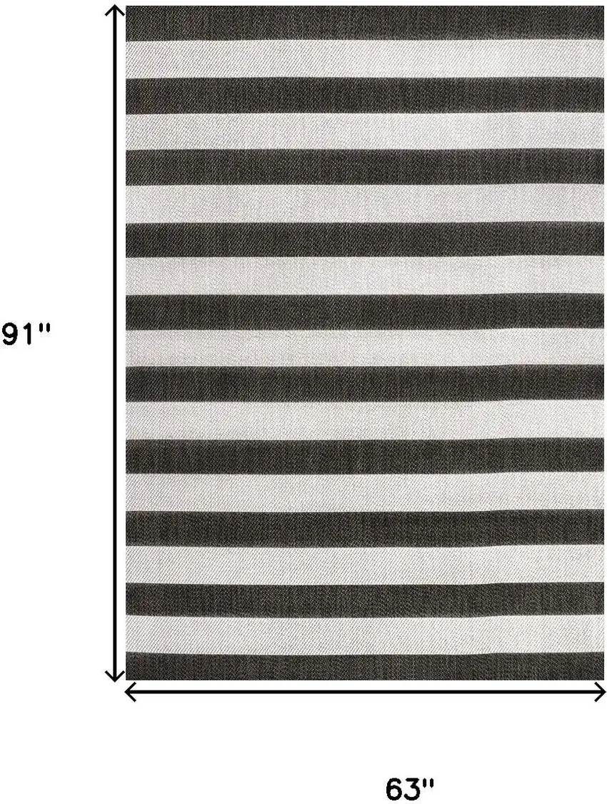 Black And Cream Striped Indoor Outdoor Area Rug Photo 2