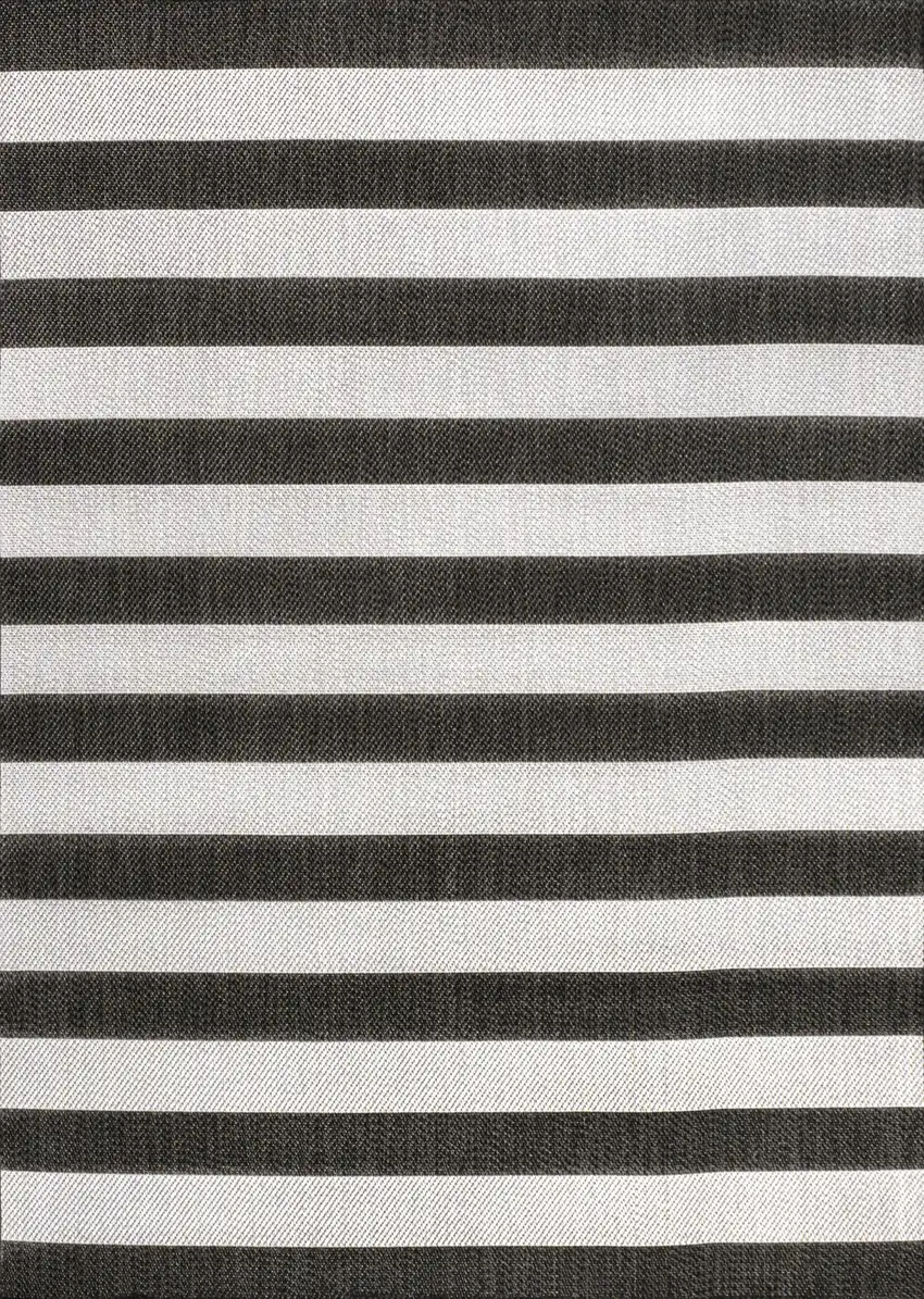 Black And Cream Striped Indoor Outdoor Area Rug Photo 2