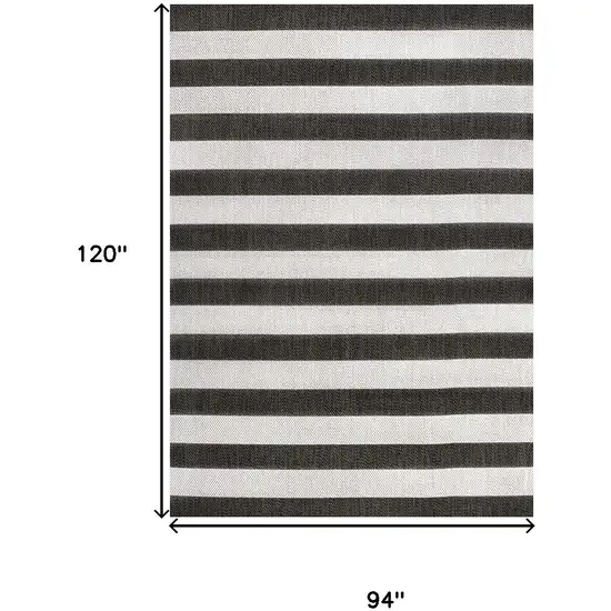 Black And Cream Striped Indoor Outdoor Area Rug Photo 3