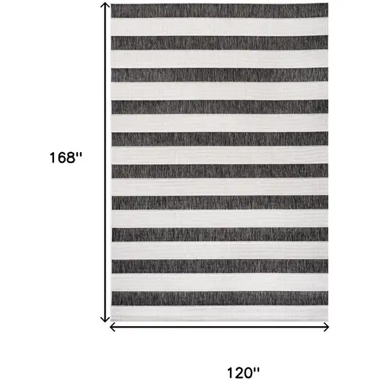 Black And Cream Striped Indoor Outdoor Area Rug Photo 3