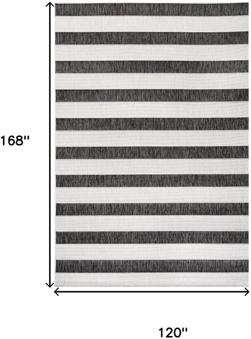 Black And Cream Striped Indoor Outdoor Area Rug Photo 3