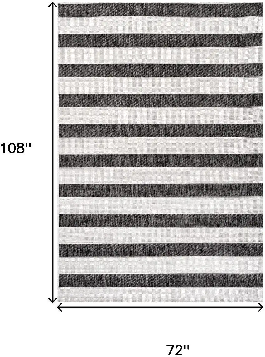 Black And Cream Striped Indoor Outdoor Area Rug Photo 3