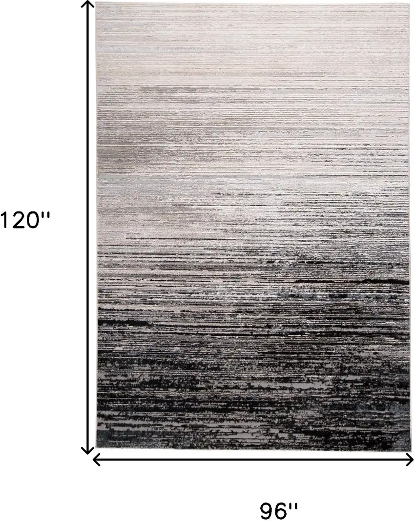 Black And Dark Gray Abstract Area Rug Photo 8