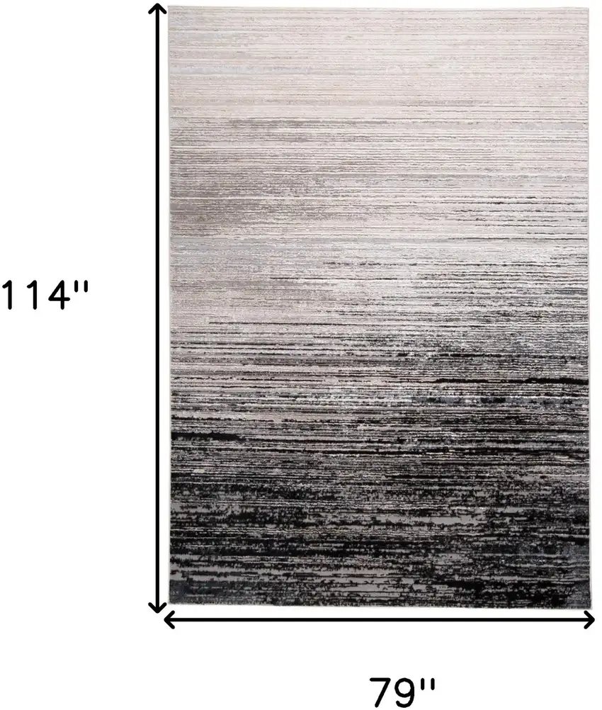 Black And Dark Gray Abstract Stain Resistant Area Rug Photo 3