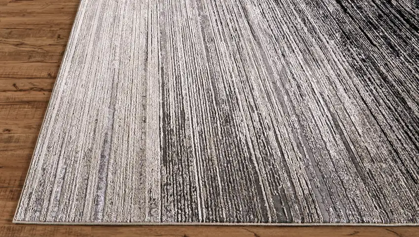 Black And Dark Gray Abstract Stain Resistant Area Rug Photo 8