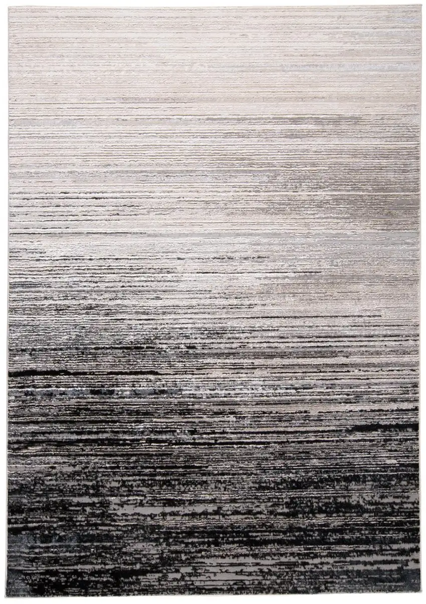 Black And Dark Gray Abstract Stain Resistant Area Rug Photo 4