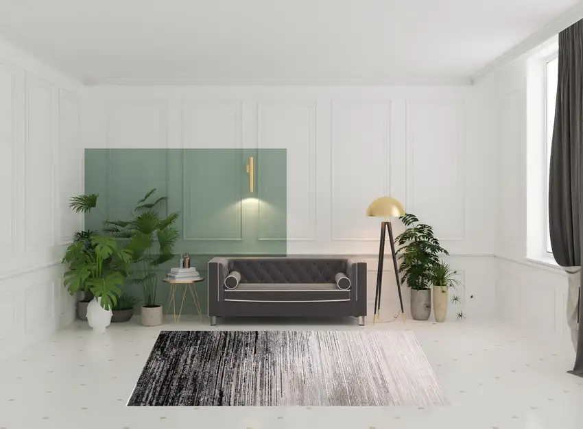 Black And Dark Gray Abstract Stain Resistant Area Rug Photo 2