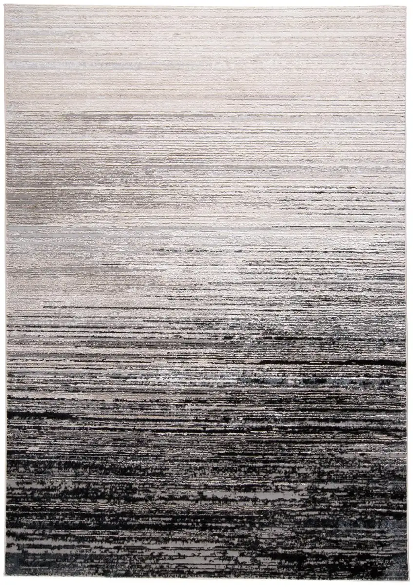 Black And Dark Gray Abstract Stain Resistant Area Rug Photo 1