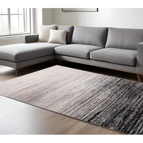 Black And Dark Gray Abstract Stain Resistant Area Rug Photo 1