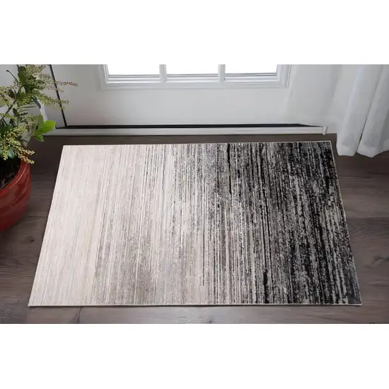 Black And Dark Gray Abstract Stain Resistant Area Rug Photo 1