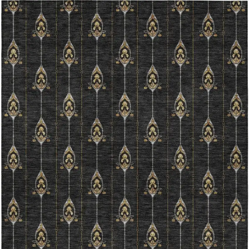 Black And Denim Blue Geometric Washable Indoor Outdoor Area Rug Photo 4