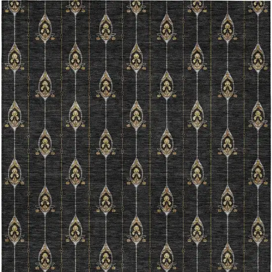 Black And Denim Blue Geometric Washable Indoor Outdoor Area Rug Photo 4