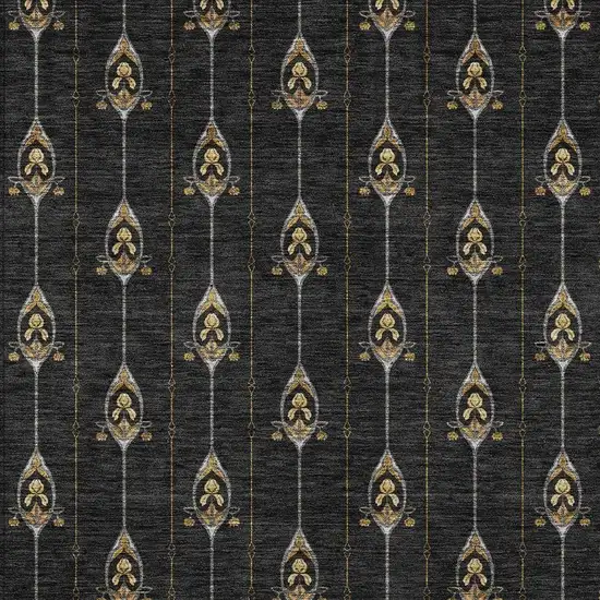 Black And Denim Blue Geometric Washable Indoor Outdoor Area Rug Photo 3