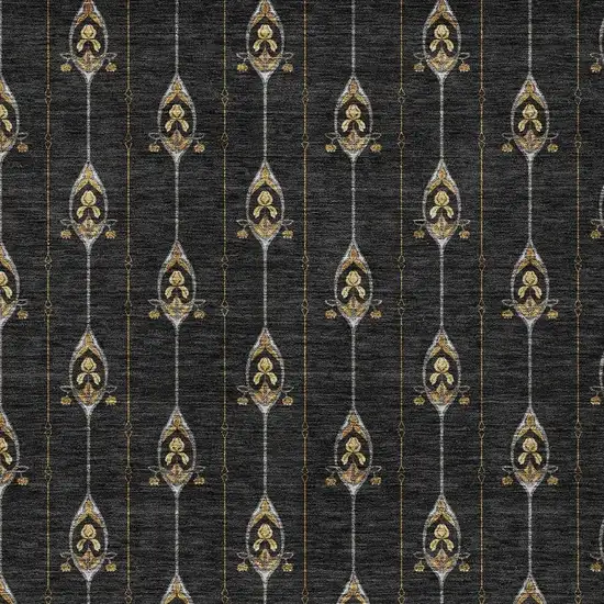 Black And Denim Blue Geometric Washable Indoor Outdoor Area Rug Photo 5